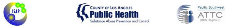 ISAP logo, LA County Public Health Logo, PSATTC Logo