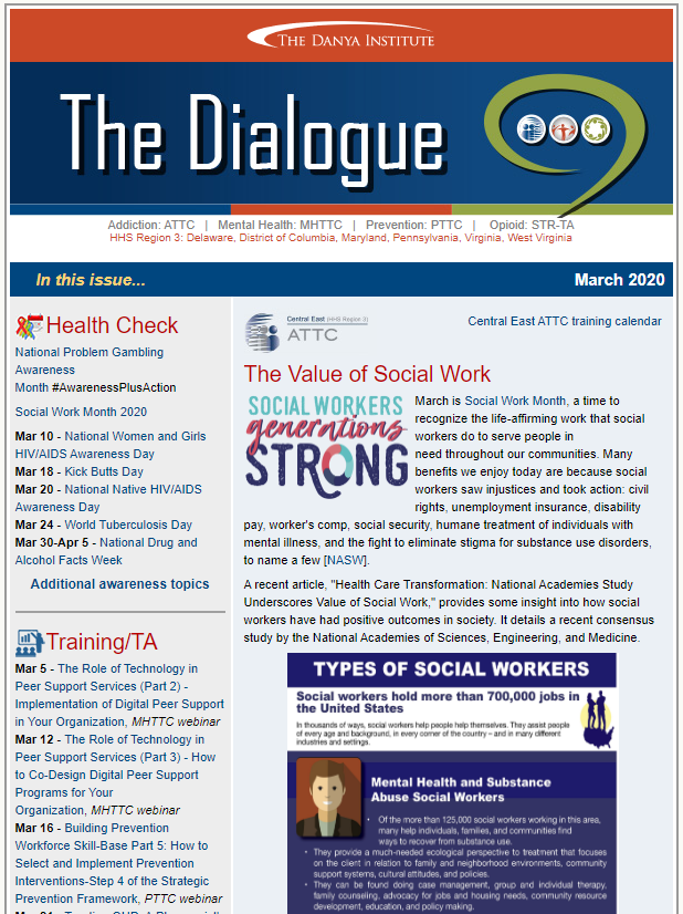 March 2020 Dialogue eNewsletter graphic