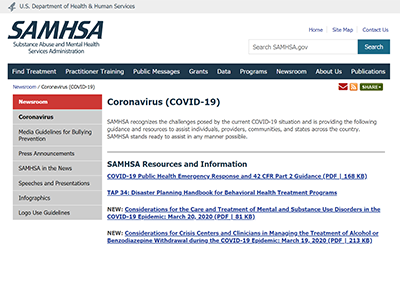 SAMHSA Website Screenshot