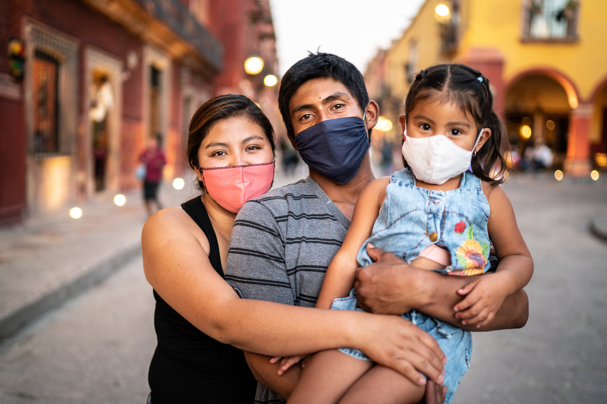 Family Wearing Face Masks