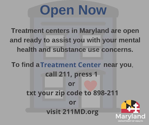 Graphic to find a treatment center near you, call 211, press 1
