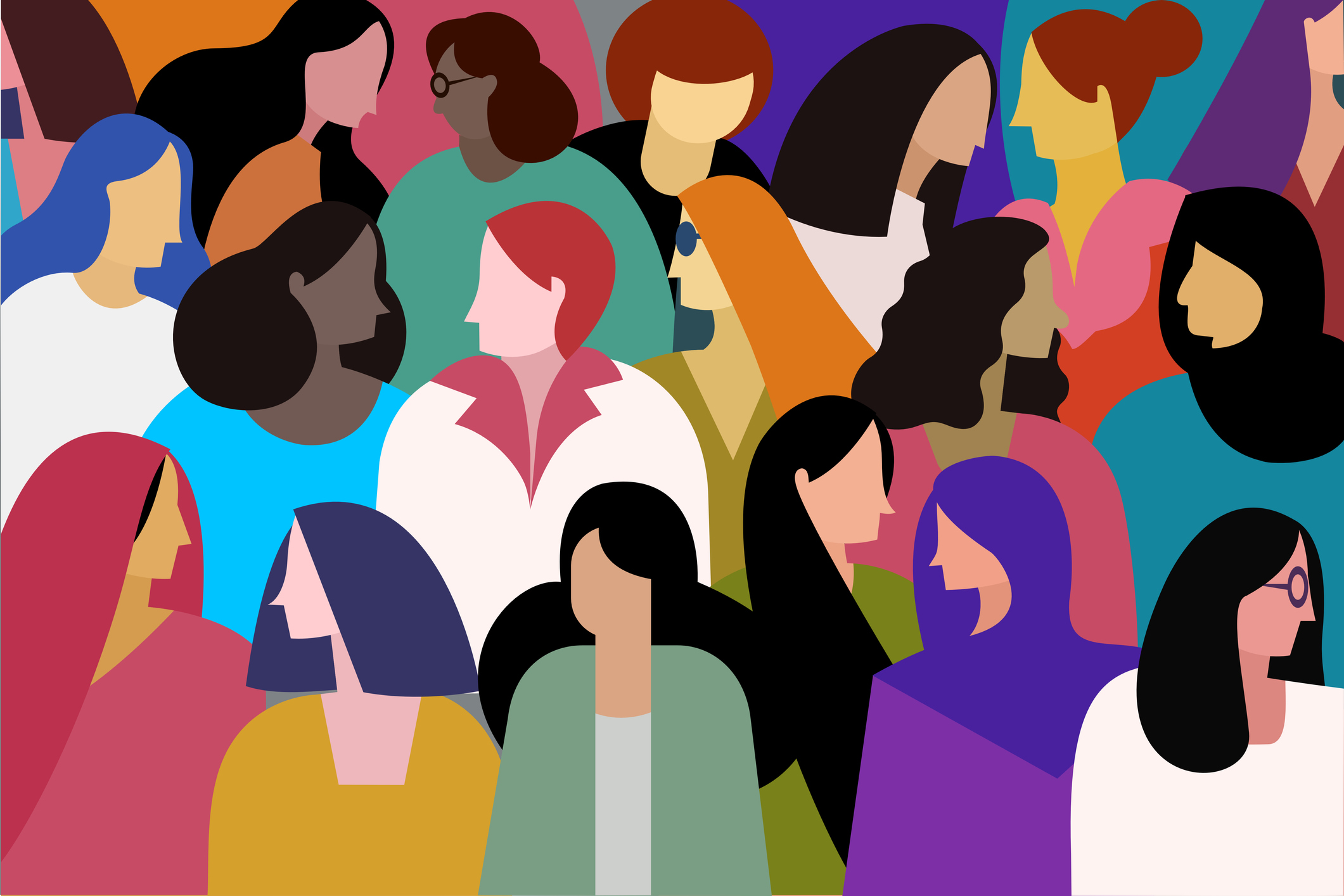 A group of multi ethnic women. Concept for women power stock illustration