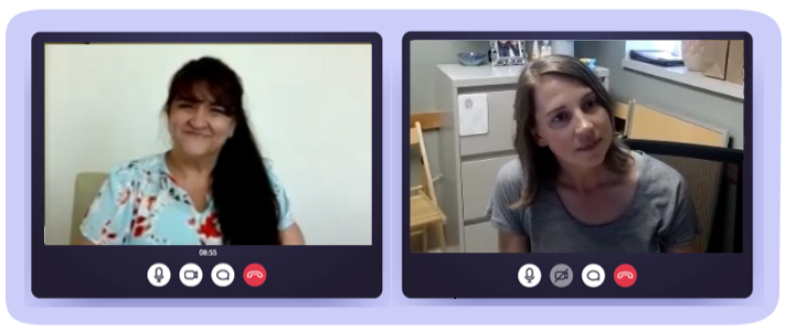 Screenshot of two people in the videos talking on camera