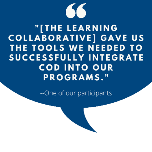 Quote that reads "The learning collaborative gave us the tools we needed to successfully integrate COD into our programs"