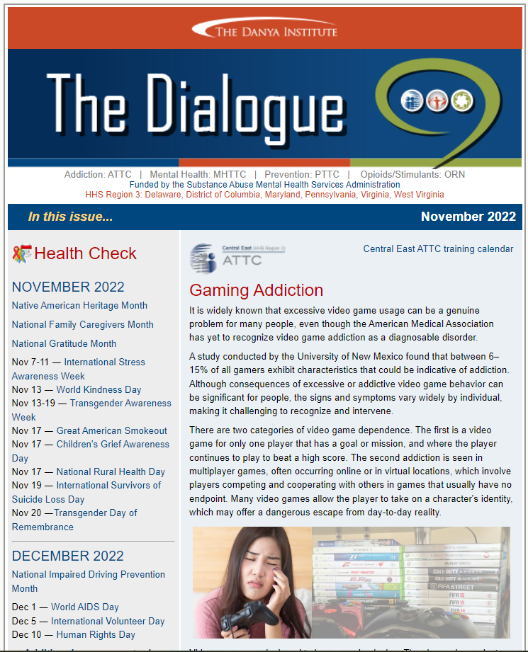 Dialogue eNewsletter thumbnail November 2022, Central East ATTC