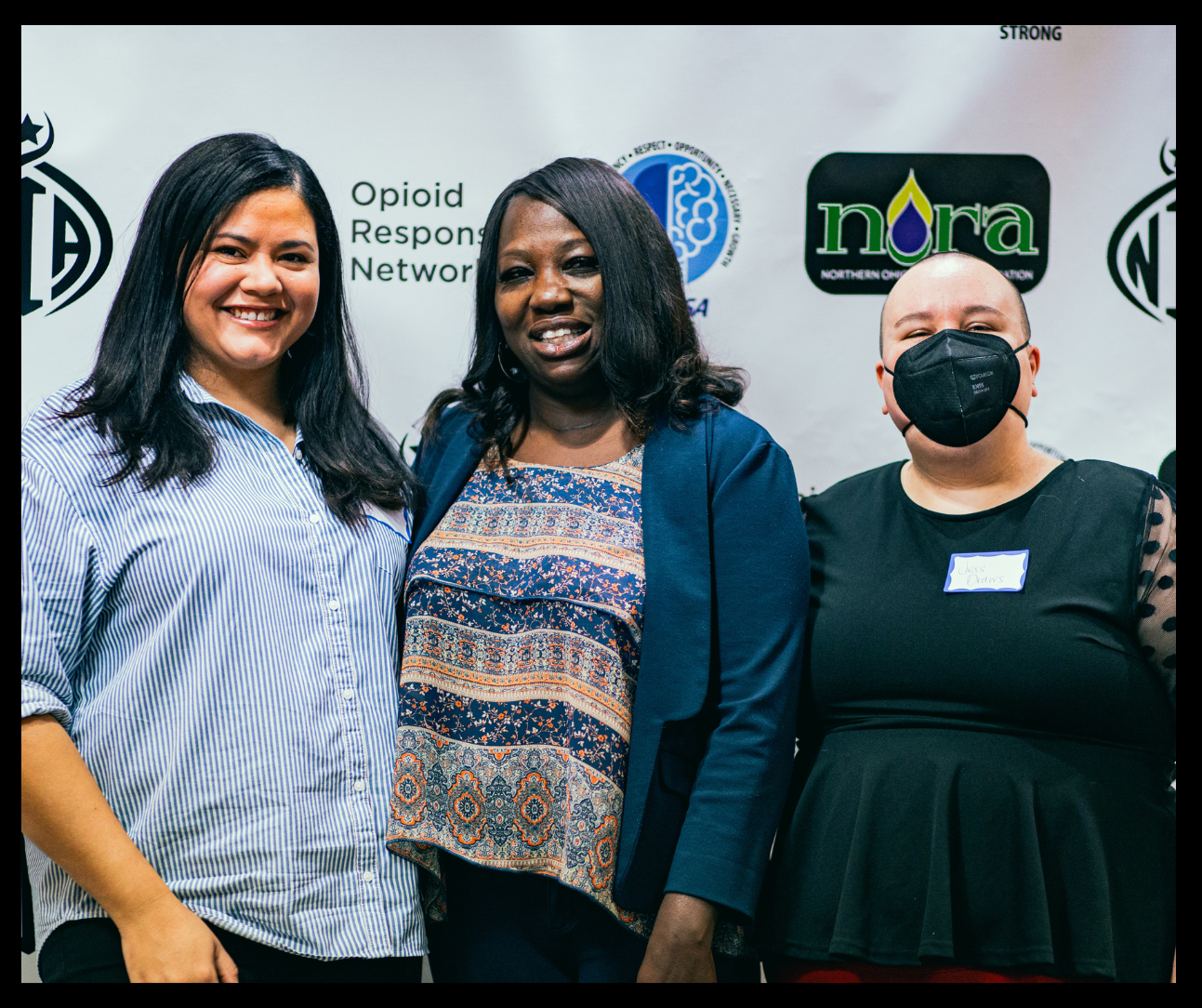 The hosts for the Business of Recovery Seminar Summit in Cleveland, from left to right: Isa Velez Echevarria of the GLATTC, Anita Bradley of NORA, and Jess Draws of ORN.